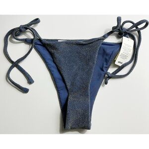 Aerie • NWT Navy Blue String Bikini Bottom with Glitter Shimmer Accent